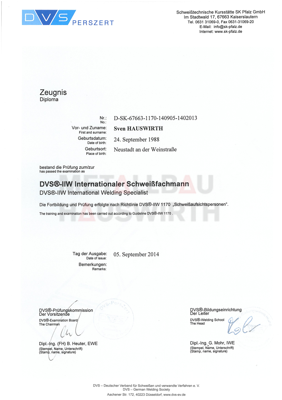 Zertifikat diploma